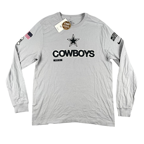 Nike Dallas Cowboys Jersey Mens L Gray Salute‎ to Service Long Sleeve NFL Logo - Picture 1 of 12